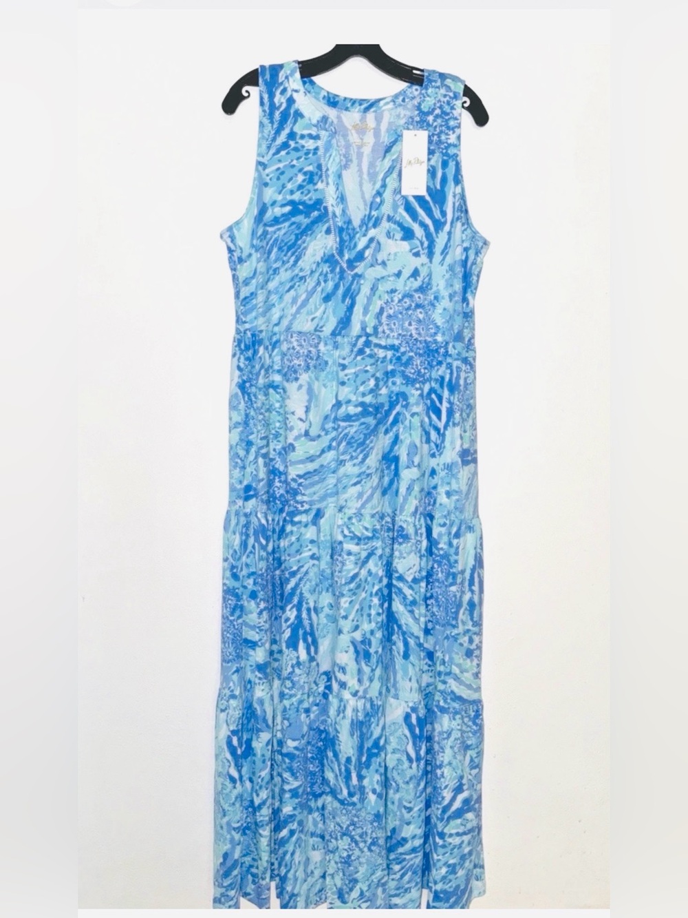 Lilly Pulitzer Sydnee Maxi Dress Blue Haven L; NWT